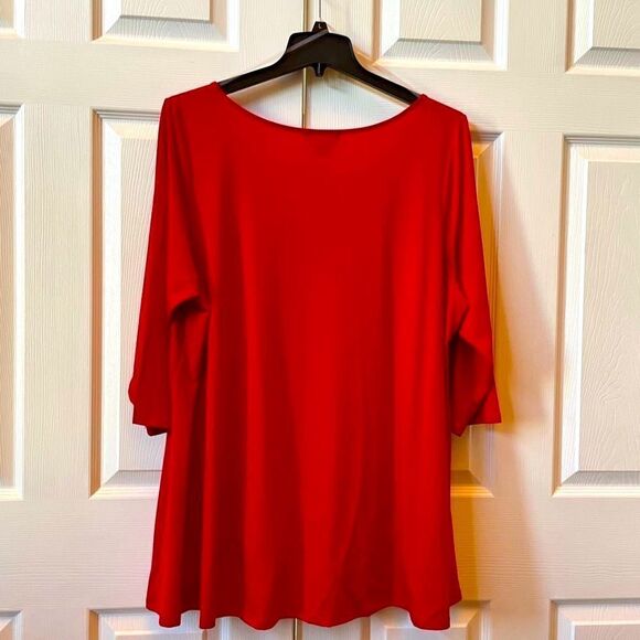 RED LIZ CLAIBORNE 3/4 LENGTH HIGH LOW TOP PLUS SIZE 2X - Picture 4 of 4